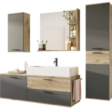 Badezimmermöbel-Set mit Waschbecken, Spiegelschrank und Hochschrank