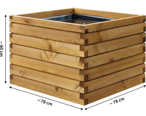 Quadratisches Hochbeet aus Holz, circa 78 x 78 x 60 Zentimeter