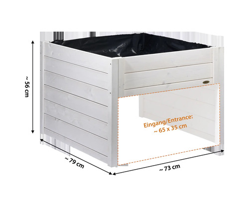 Hochbeet aus Holz mit den Maßen circa 56 x 79 x 73 Zentimeter