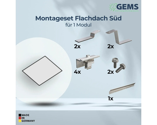 Montageset für Flachdach Süd für ein Modul