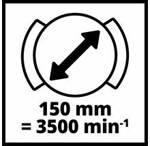 Symbol für Scheibenbremse: 150 Millimeter = 3500 Umdrehungen pro Minute