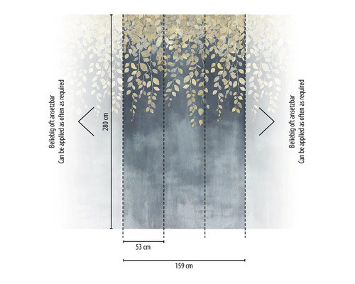 Abmessungen der Fototapete mit Blattmuster