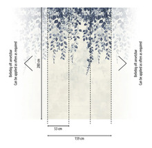 Fototapete mit Blättermotiv und Maßangaben