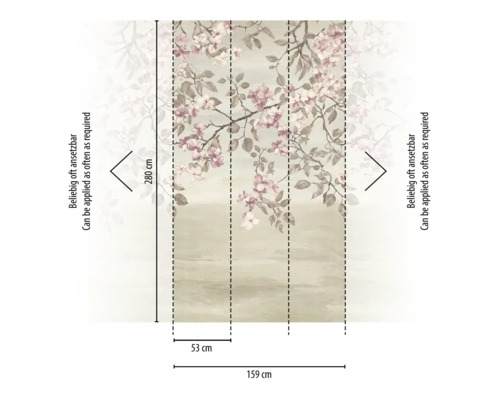 Abmessungen einer Fototapete mit floralem Muster