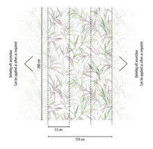Abbildung einer Tapete mit Blättermuster und Größenangaben