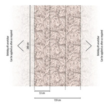 Tapete mit Blättermuster und Maßangaben