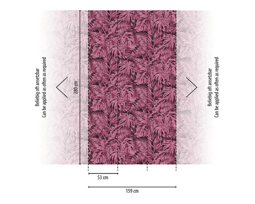 Tapete mit Blattmuster und Maßangaben