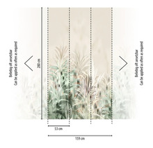 Fototapete mit Pflanzenmuster und Maßangaben