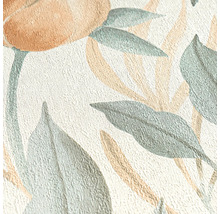 Nahaufnahme einer strukturierten Tapete mit Blumen- und Blattmuster