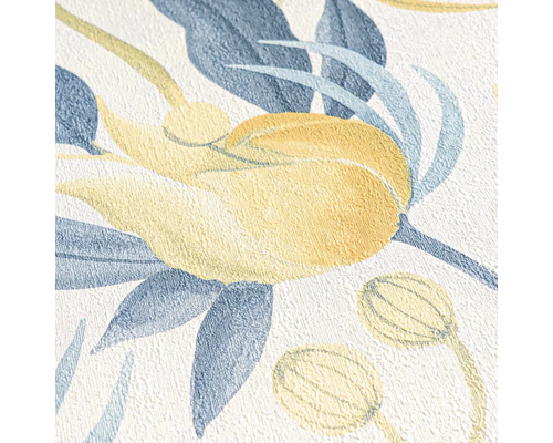 Nahaufnahme einer strukturierten Tapete mit Blumenmuster