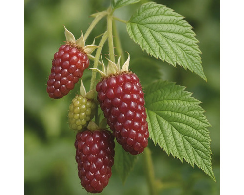 Brombeeren am Strauch mit Blättern