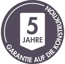 5 Jahre Garantie auf die Konstruktion