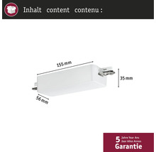Abmessungen eines LED-Leuchtmittels: 155 mm Länge, 56 mm Breite und 35 mm Höhe. Fünf Jahre Garantie.
