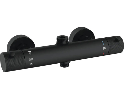 Schwarze Duscharmatur zur Wandmontage