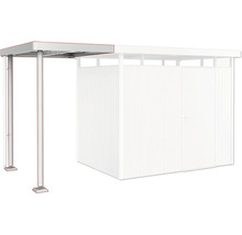 Stahlcarport mit Stützpfosten und Anbauschrank