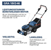 Akkurasenmäher mit Stahlmähdeck und Grasfangkorb