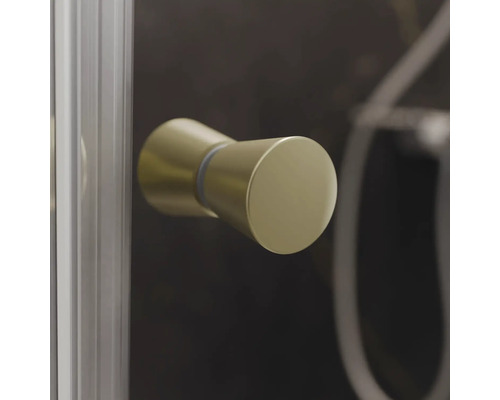 Goldener Türgriff an einer Duschkabine