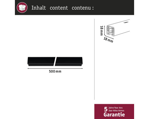 Inhalt: Führungsschiene mit den Maßen 500 mm Länge und 18 mm Höhe und Breite, inklusive 5 Jahre Garantie