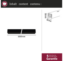 Inhalt: Zwei Profile mit einer Länge von 1000 mm und einer Breite von 18 mm.