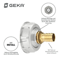 GEKA Logo Wasserentnahme-Anschluss aus Metall mit drehbarem Innenring