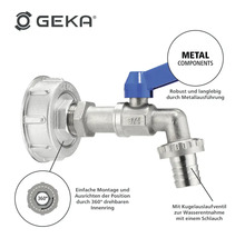 GEKA Wasserhahn aus Metall mit blauem Griff
