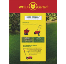 Wolf Garten Robo-Spezial Rasen-Langzeitdünger mit Streugeräten und Vertikutierer zur Rasenpflege