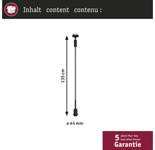 Zeichnung mit den Maßen der Pendelleuchte: 135 Zentimeter Länge, 44 Millimeter Durchmesser
