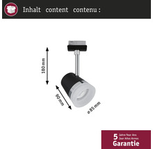 Abmessungen einer Schienenleuchte: 180 mm Höhe, 90 mm Tiefe, 85 mm Durchmesser