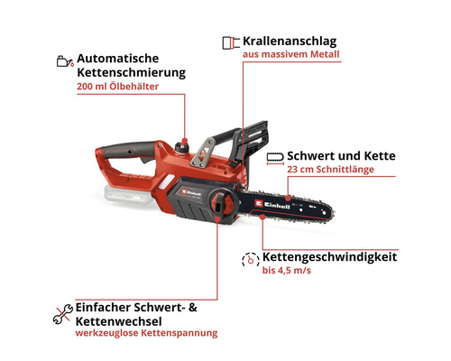 Einhell Akku-Kettensäge mit 23 cm Schnittlänge