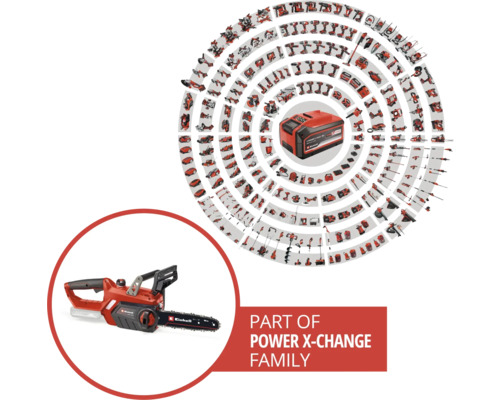 Einhell Power X-Change Akku-Familie mit Kettensäge und Akku