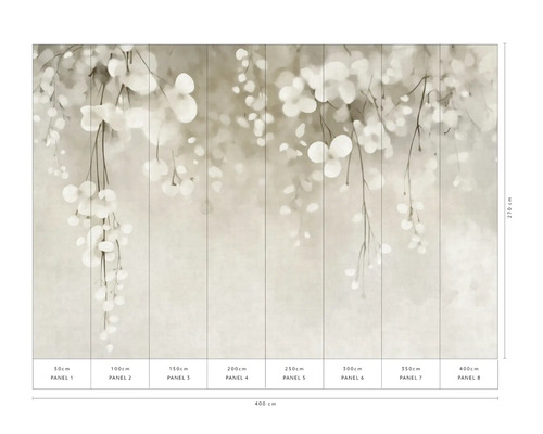 Wandbild mit Blumenmotiv und Größenangaben