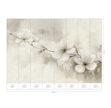 Wandbild mit floralem Muster und Maßangaben