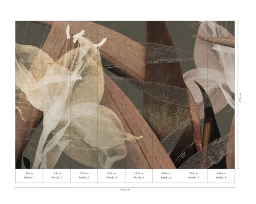 Fototapete mit floralem Muster, bestehend aus acht Bahnen