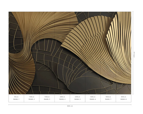 Wandpaneel mit abstraktem, goldenem Muster