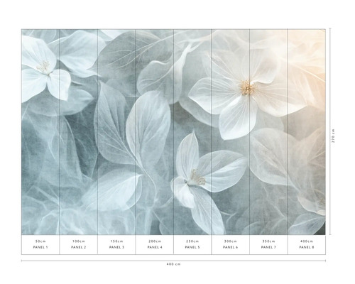 Fototapete mit Blüten und Blättern, 400x270 cm