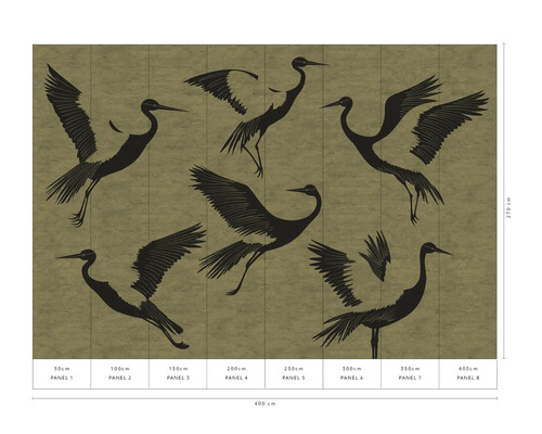 Fototapete mit Kranichmotiven für die Wandgestaltung