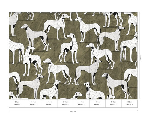 Fototapete mit Windhundmuster auf acht Bahnen