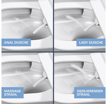 Bidet mit verschiedenen Duschfunktionen: Anal-, Ladydusche, Massagestrahl, Oszillierender Strahl