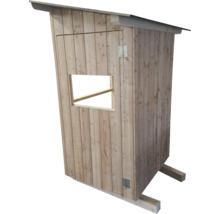 Holzhochsitz mit Fenster und Tür
