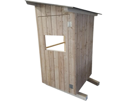 Holzhochsitz mit Fenster und Tür