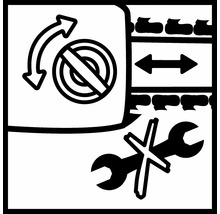 Symbol für keine Rotation, horizontale Bewegung und keine Reparatur