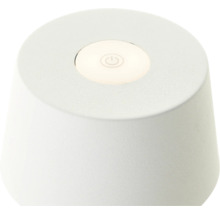 Weiße Tischleuchte mit Einschaltsymbol