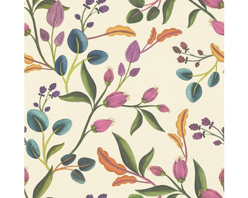 Blumenmuster mit Blättern und Blütenknospen