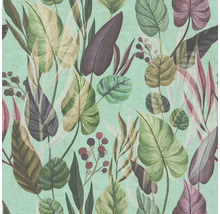 Tapete mit tropischem Blätter- und Pflanzenmuster