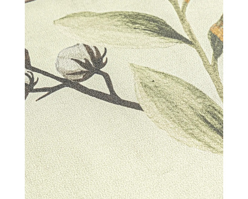 Nahaufnahme einer Tapete mit Pflanzenmuster