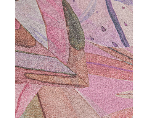 Nahaufnahme einer rosafarbenen und braunen strukturierten Tapete mit floralem Muster