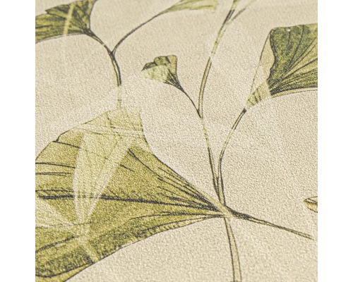 Detailaufnahme einer Tapete mit Pflanzenmotiven