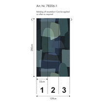 Tapetenmuster mit geometrischen Formen und Größenangaben