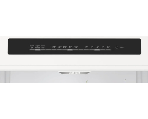 Nahaufnahme der Temperaturregelung eines Kühlschranks mit LED-Beleuchtung