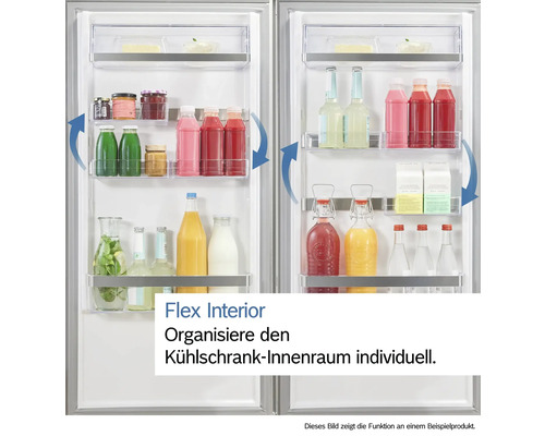 Kühlschrank mit flexiblem Innenraum zur individuellen Organisation von Lebensmitteln